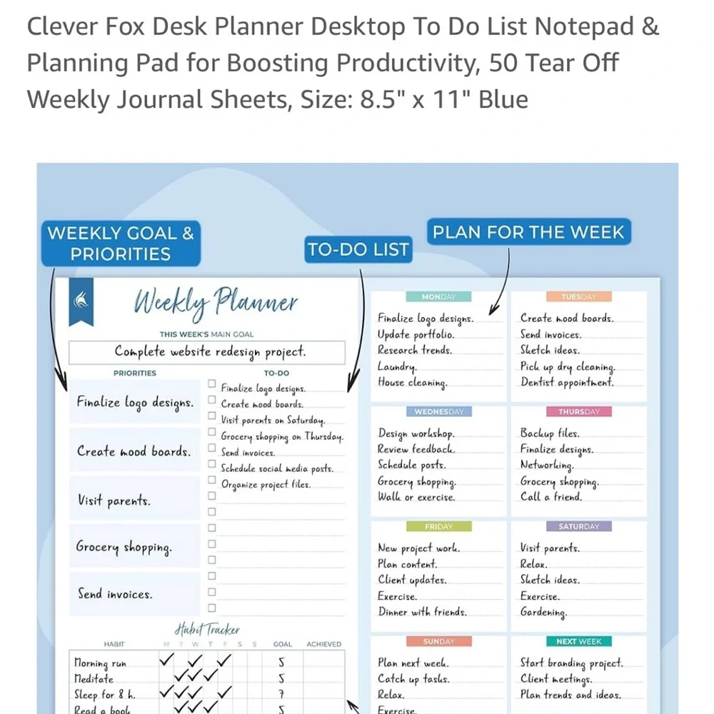 Blue Desk Planner Notepad